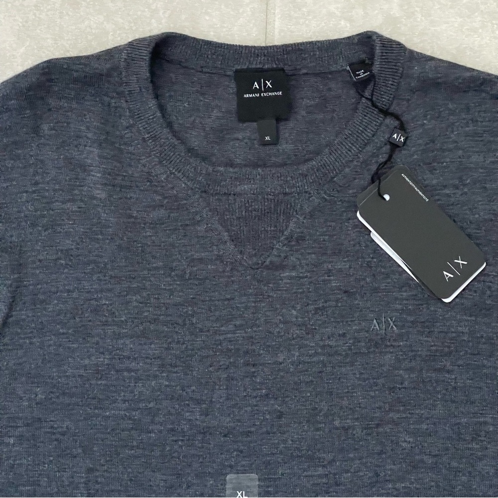 Armani Exchange A|X Mens XL Virgin Wool Crew Neck Sweater Gray NWT $90